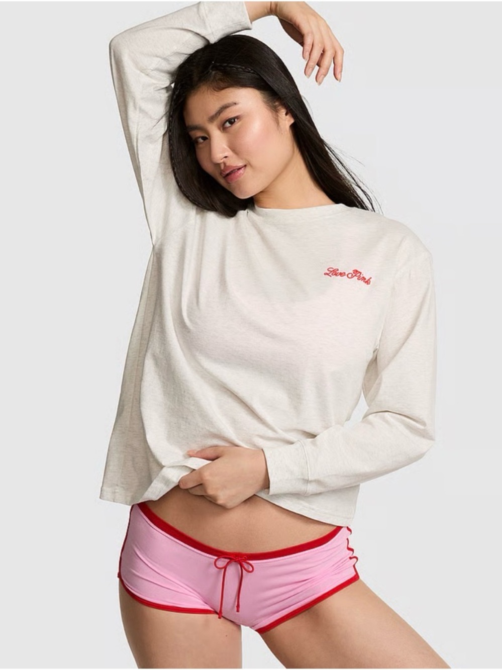 PINK VICTORIAS SECRET CAMPUS COTTON LONG-SLEEVE TEE 💔 - Picture 2 of 5